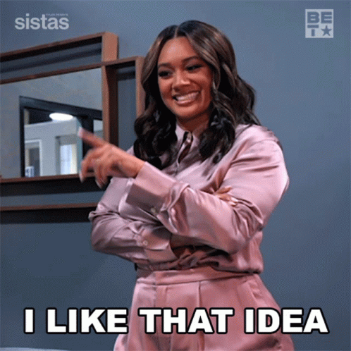 A Woman Says I Like That Idea While Pointing Her Finger GIF