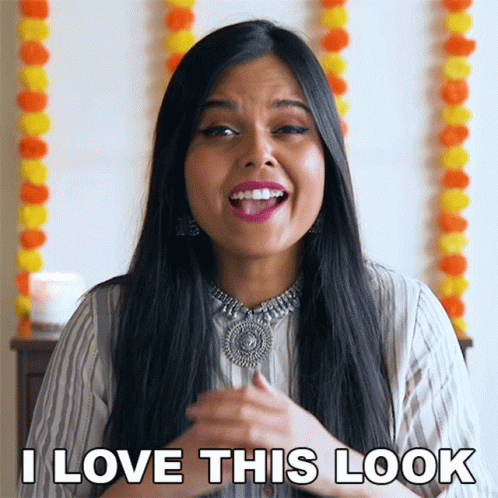 A Woman Says I Love This Look While Making A Funny Face GIF