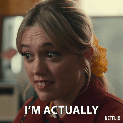 A Woman Says I 'M Actually With A Netflix Logo In The Corner GIF
