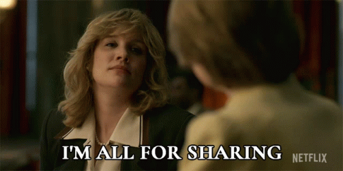 A Woman Says " I 'M All For Sharing " In Front Of Another Woman GIF