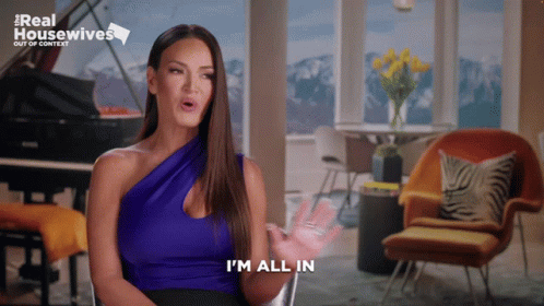 A Woman Says I 'M All In In Front Of A Real Housewives Logo GIF