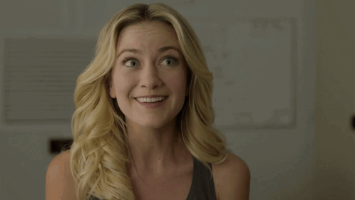 A Woman Says " I 'M Like So Excited " While Smiling GIF