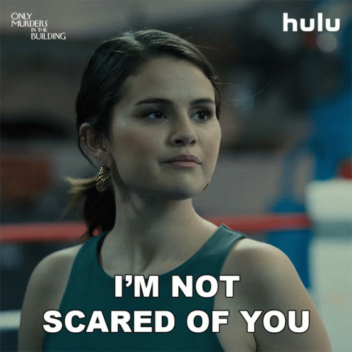 A Woman Says " I 'M Not Scared Of You " In A Boxing Ring GIF