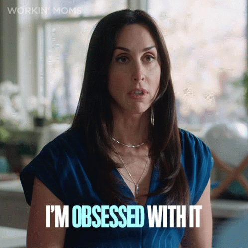 A Woman Says I 'M Obsessed With It In A Workin Moms Ad GIF