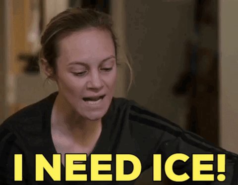 A Woman Says " I Need Ice " In Yellow GIF