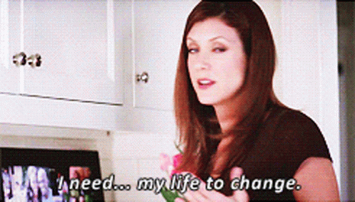 A Woman Says " I Need My Life To Change " In A Kitchen GIF