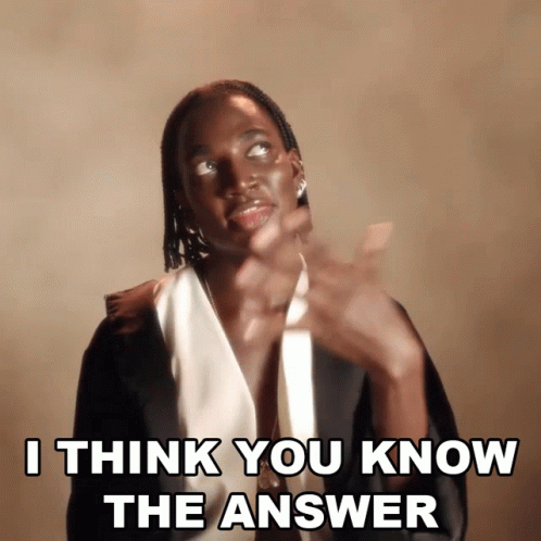 A Woman Says " I Think You Know The Answer " While Looking Up GIF
