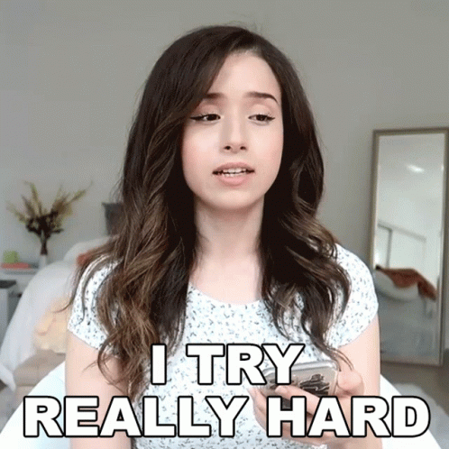 A Woman Says I Try Really Hard While Looking At Her Phone GIF