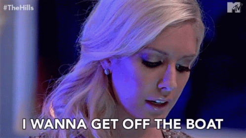 A Woman Says I Wanna Get Off The Boat In A Purple Light GIF