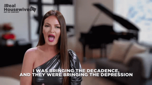 A Woman Says I Was Bringing The Decadence And They Were Bringing The Depression In A Video For Real Housewives GIF
