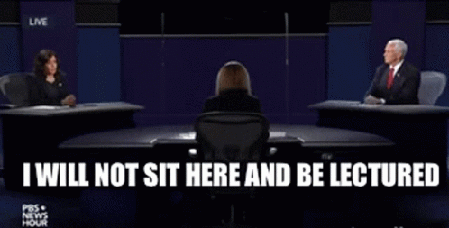 A Woman Says " I Will Not Sit Here And Be Lectured " On A Pbs News Hour GIF