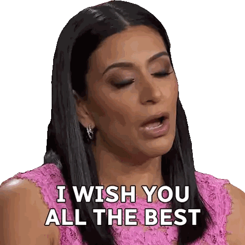 a woman says i wish you all the best in a pink dress