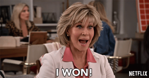 A Woman Says " I Won " In A Netflix Ad GIF