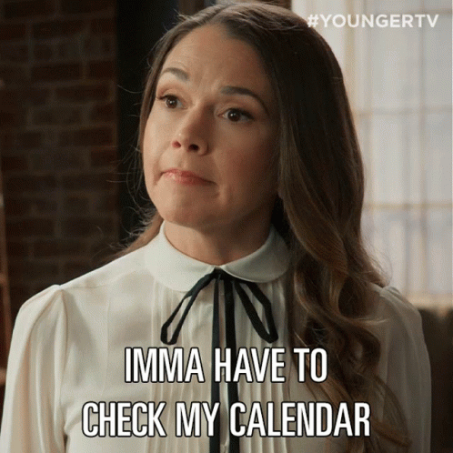 A Woman Says " Imma Have To Check My Calendar " While Wearing A Bow Tie GIF