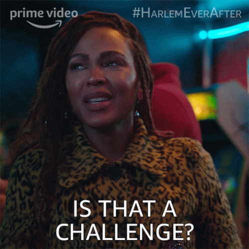 A Woman Says " Is That A Challenge " In A Leopard Print Jacket GIF