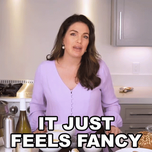 A Woman Says It Just Feels Fancy While Standing In A Kitchen GIF