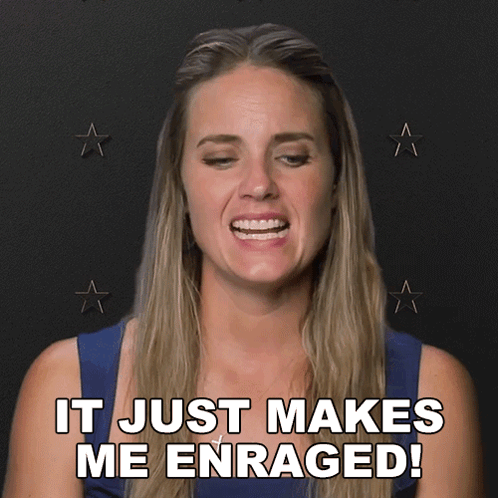 A Woman Says It Just Makes Me Enraged In Front Of A Black Background GIF