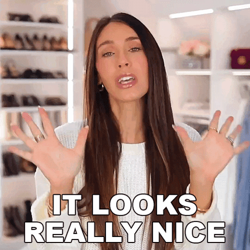 A Woman Says It Looks Really Nice With Her Hands Up GIF