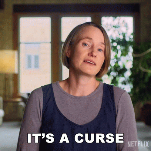 A Woman Says " It 'S A Curse " In Front Of A Netflix Logo GIF