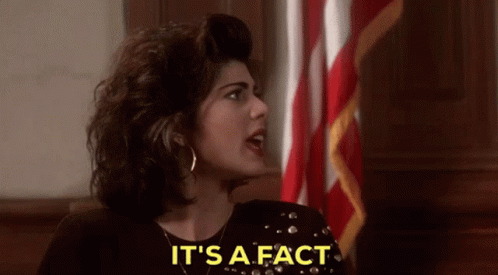 A Woman Says It 'S A Fact While Standing In Front Of An American Flag GIF