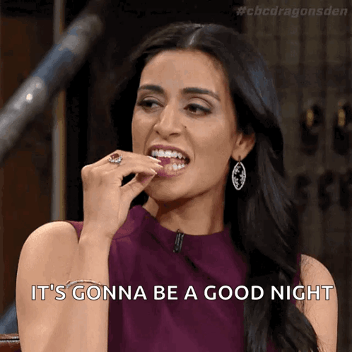 A Woman Says It 'S Gonna Be A Good Night With Her Mouth Open GIF