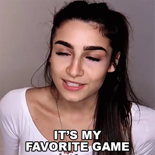 A Woman Says It 'S My Favorite Game With A Smile On Her Face GIF
