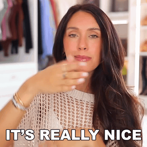 A Woman Says It 'S Really Nice In Front Of A Wardrobe GIF