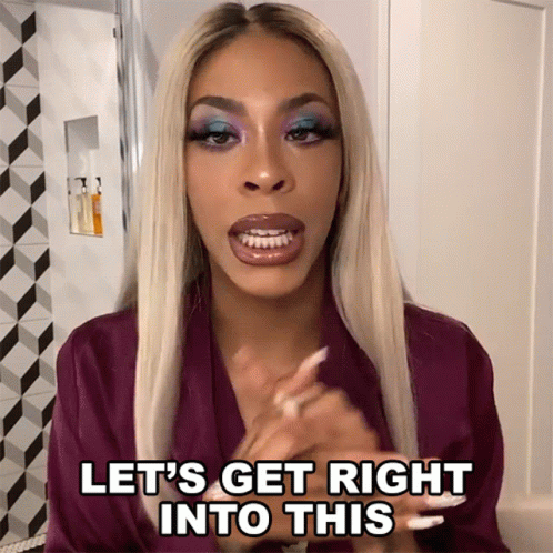 A Woman Says Let 'S Get Right Into This In A Bathroom GIF