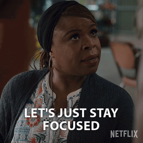 A Woman Says Let 'S Just Stay Focused On A Netflix Ad GIF