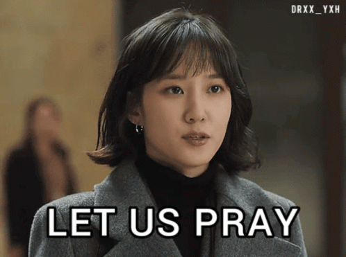 A Woman Says " Let Us Pray " In Front Of Her GIF