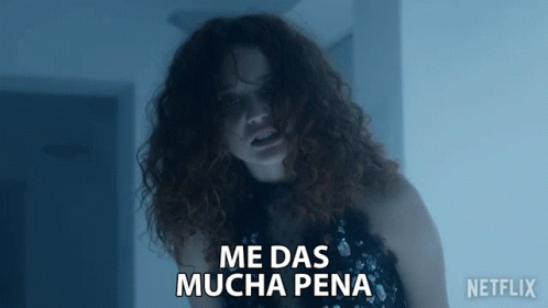 A Woman Says Me Das Mucha Pena In A Netflix Ad GIF