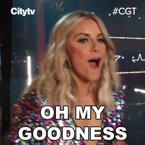 A Woman Says Oh My Goodness With Her Mouth Wide Open GIF