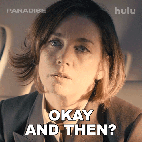 A Woman Says " Okay And Then " In A Hulu Ad GIF