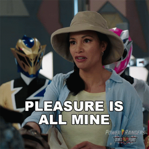 a woman says pleasure is all mine in a power rangers ad