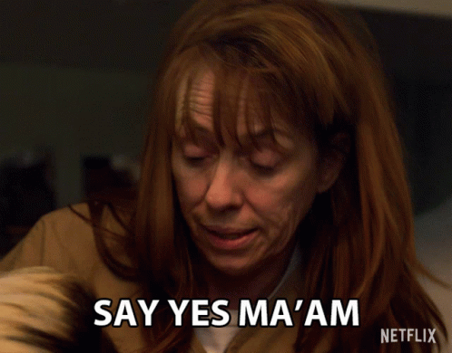 A Woman Says " Say Yes Ma 'Am " In A Netflix Ad GIF