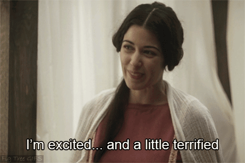 A Woman Says She Is Excited And Terrified GIF