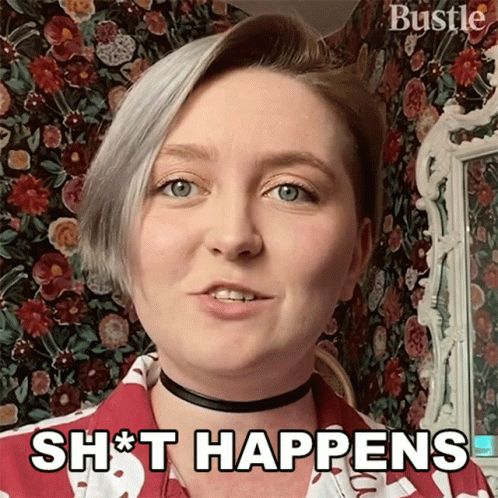 A Woman Says " Shit Happens " While Wearing A Choker GIF