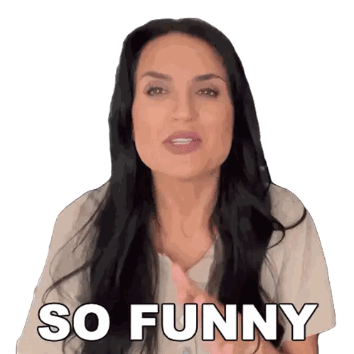 a woman says so funny in a sticker