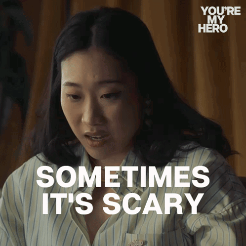 A Woman Says " Sometimes It 'S Scary " In A You 'Re My Hero Advertisement GIF