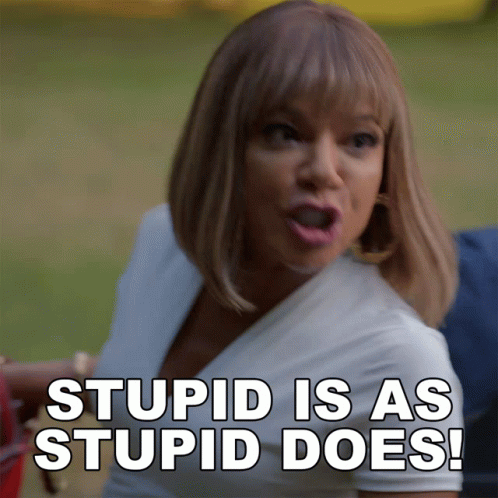 A Woman Says Stupid Is As Stupid Does While Making A Funny Face GIF