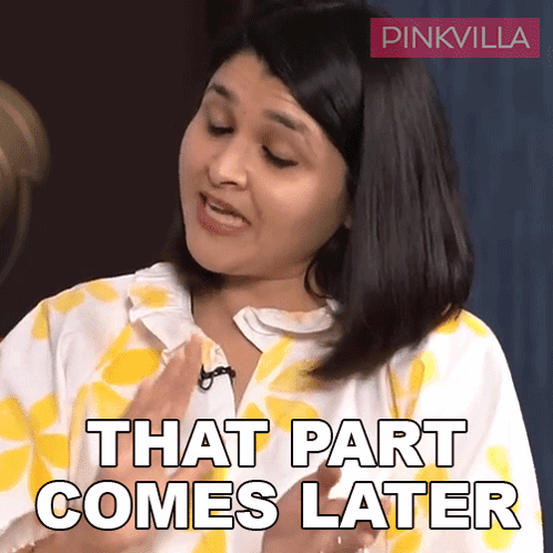A Woman Says That Part Comes Later With A Pinkvilla Logo Behind Her GIF