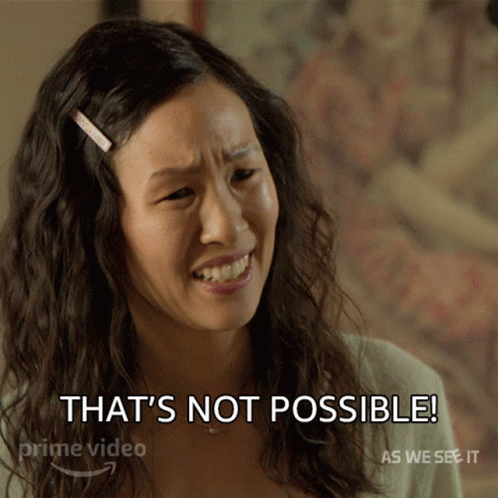 A Woman Says That 'S Not Possible In Front Of A Sign That Says Prime Video GIF