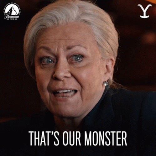 A Woman Says That 'S Our Monster With A Paramount Network Logo Behind Her GIF