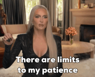 A Woman Says There Are Limits To My Patience While Standing In A Living Room GIF
