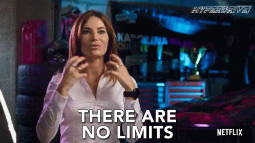 A Woman Says There Are No Limits In Front Of A Netflix Logo GIF