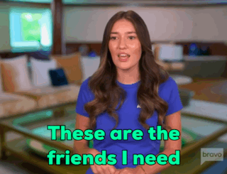 a woman says " these are the friends i need " in a living room