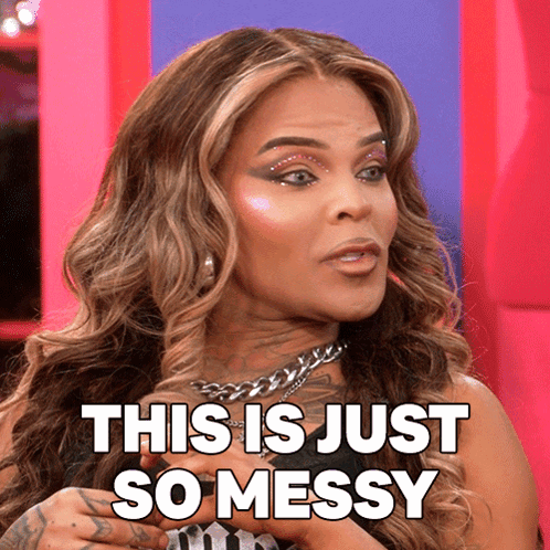 A Woman Says " This Is Just So Messy " While Looking At Something GIF