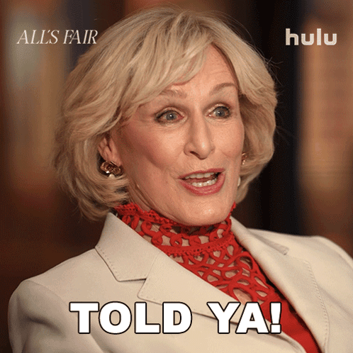 a woman says told ya in a hulu ad