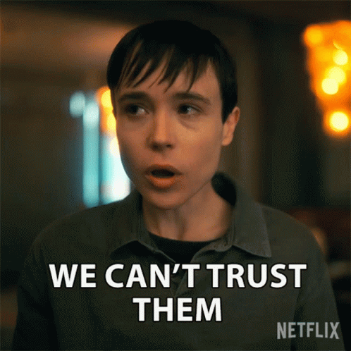 A Woman Says We Can 'T Trust Them With A Netflix Logo Behind Her GIF