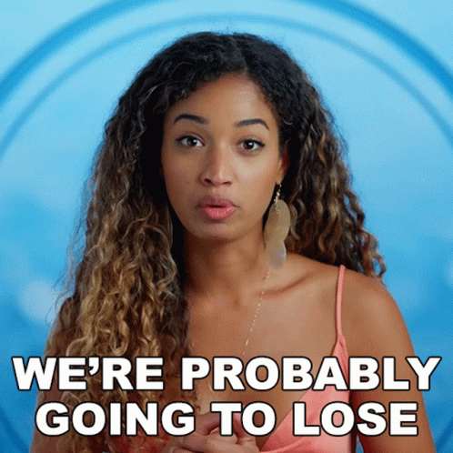 A Woman Says We 'Re Probably Going To Lose On A Blue Background GIF